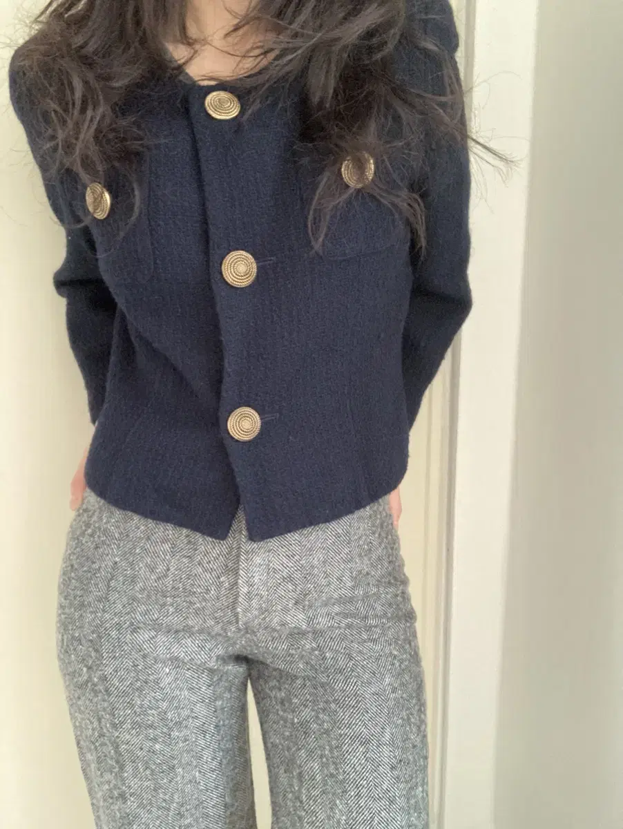 vintage golden button tweed jacket